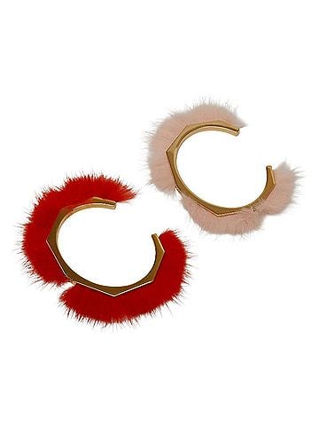 Fendi Fendi Fur Motif Bangle Set of 2 MP1417 Gold, Pink, and Orange Plated Women's FENDI (view 1)