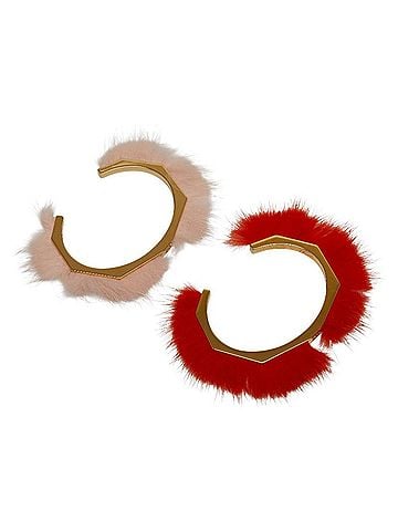 Fendi Fendi Fur Motif Bangle Set of 2 MP1417 Gold, Pink, and Orange Plated Women's FENDI (view 2)