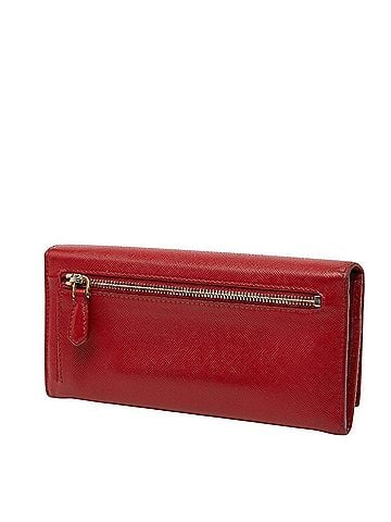 Prada Prada Triangle Logo Plate Long Wallet 1MH132 Red Saffiano Leather Women's PRADA (view 2)