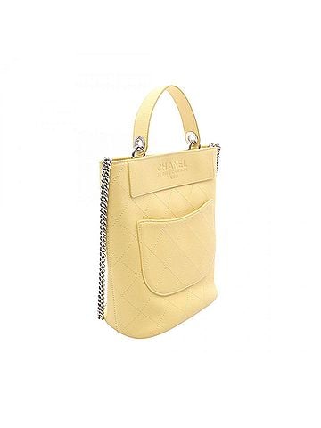 Chanel CHANEL Matelasse Bucket Shoulder Bag, Handbag, Leather, Women's, Yellow, AS0577 (view 2)