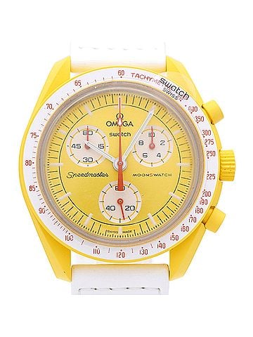 Omega Like new Omega x Swatch Mission to the Sun Speedmaster SO33J100 Quartz Watch with Nylon and Bio-Ceramic Finish, Yellow, 0030OMEGA S033J100, Men's (view 1)