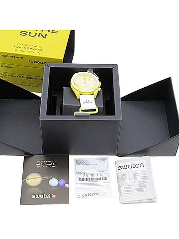 Omega Like new Omega x Swatch Mission to the Sun Speedmaster SO33J100 Quartz Watch with Nylon and Bioceramic Yellow 1302OMEGA S033J100 Men's (view 2)
