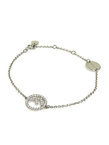 Fendi FENDI bracelet F is metal rhinestone silver ladies e60570g (view 1)
