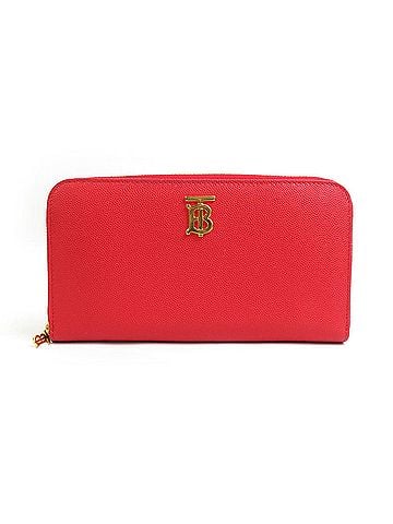 Burberry Burberry round long wallet leather red men's women's h30821a (view 1)