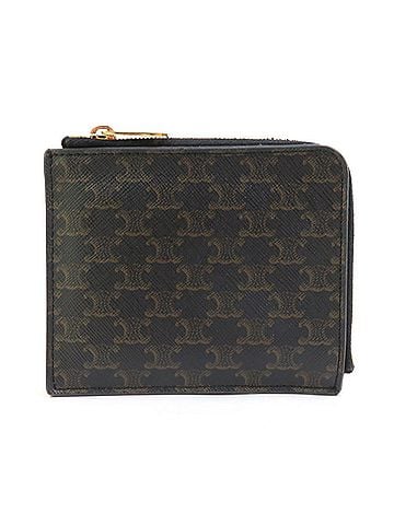 Céline Celine Triomphe Coated Canvas Wallet/Coin Case, Black, Men's/Women's, H31426K (view 1)