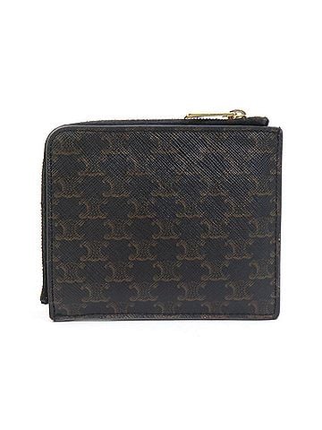 Céline Celine Triomphe Coated Canvas Wallet/Coin Case, Black, Men's/Women's, H31426K (view 2)