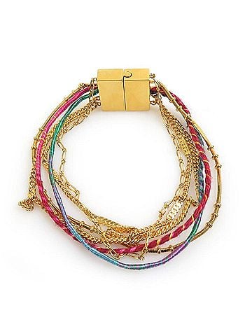 Saint Laurent Saint Laurent bracelet in metal, cotton, and polyester, gold, pink, blue, women's h31507a (view 1)