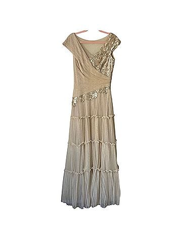 Tadashi Shoji Sovann Tulle Floral Applique Maxi Gown Cocktail Dress (view 1)