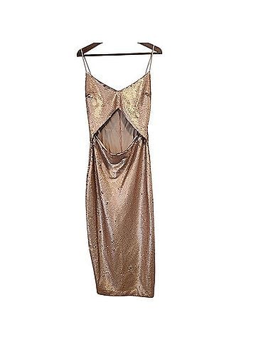 L'Agence Femme Champagne Sequin Cutout Midi Dress Cocktail Dress (view 1)