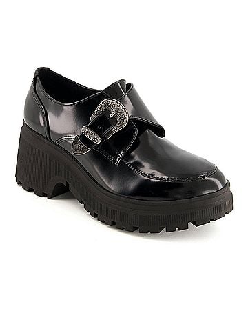 Andrea Women's Chunky Sole Heeled Patent Moccasins (view 1)