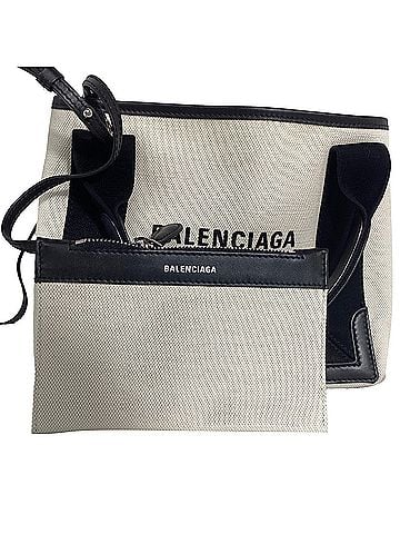 Balenciaga  Balenciaga XS Cabas Two-Toned Tote Bag with Pouch in White Canvas (view 2)