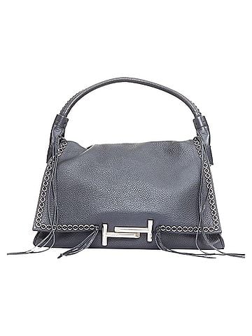 Tod's Tod's Double Double T calfskin grommet weave fringe shoulder bag (view 1)