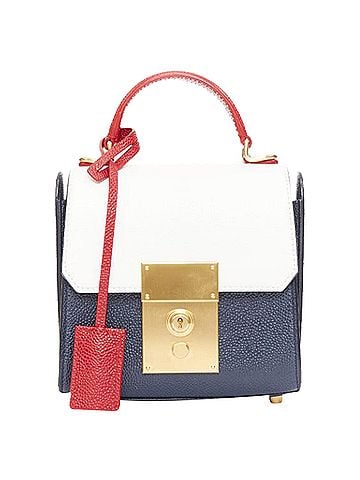 Thom Browne Thom Browne Mini Mrs Thom calfskin stripe detail top handle bag (view 1)