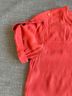 BCBGMAXAZRIA Solid Red Orange Short Sleeve Blouse Size S - photo 5