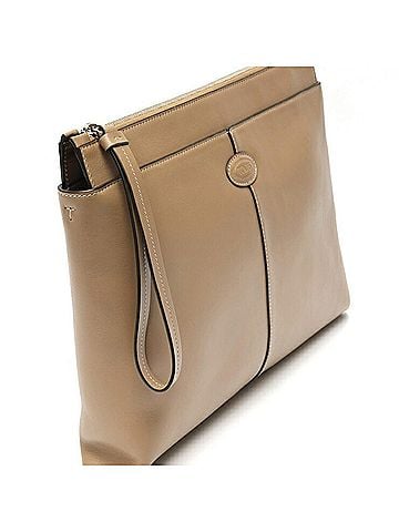 Tod's Tod's Document Holder Pouch Medium Clutch Bag Leather Beige S-160145 (view 2)