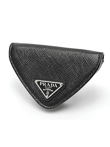 Prada Prada Triangle Coin Case 2MM004 in Saffiano Leather, Black (view 1)