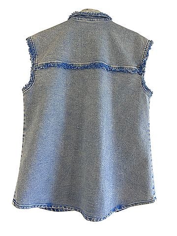 Cinq à Sept Vera Sleeveless Frayed Jacket Denim Vest (view 2)