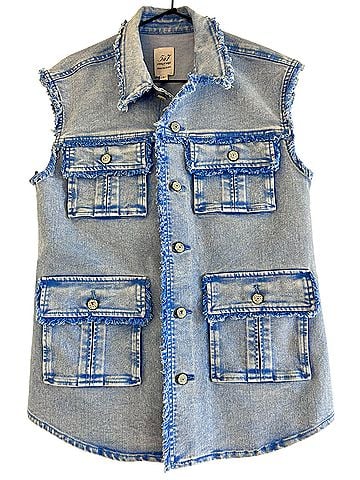 Cinq à Sept Vera Sleeveless Frayed Jacket Denim Vest (view 1)