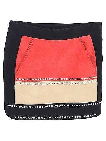 Maje Maje Studded Mini Skirt in Multicolor Suede (view 1)