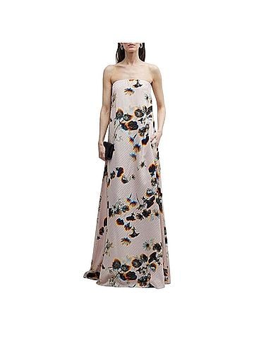 Brandon Maxwell Serena Strapless Blur Pink Kaleidoscope  Cocktail Dress (view 1)