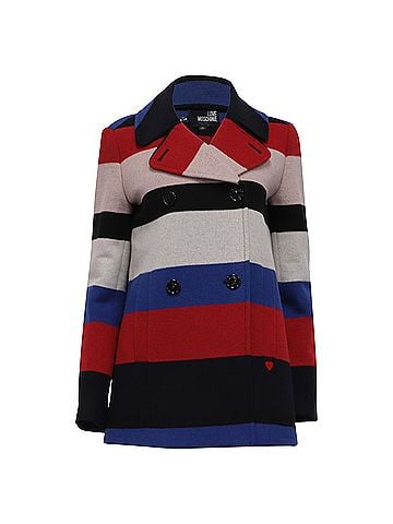 Moschino Love Moschino Striped Peacoat in Multicolor Acrylic (view 1)