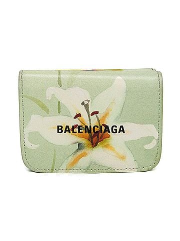 Balenciaga Balenciaga Cache Mini 593813 Men,Women Leather Wallet (tri-fold) Light Green,White (view 1)