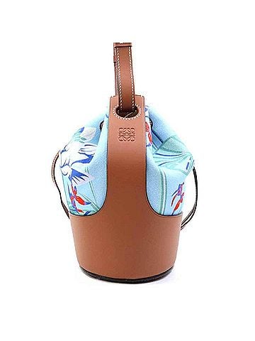Loewe LOEWE Paula's Ibiza collaboration balloon bag, small, canvas and leather, blue brown, women's, free shipping, r10905n (view 2)