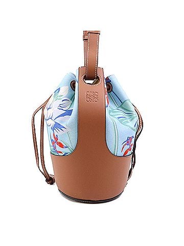 Loewe LOEWE Paula's Ibiza Shoulder Bag in Canvas and Leather (Blue Brown) for Women, Free Shipping (e61132a) (view 2)