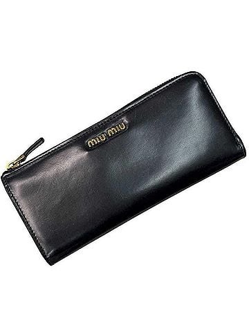 Miu Miu Miu Miu Miu L-shaped long wallet ec-25067 black 5M1183 leather 12 calf men's women's (view 1)