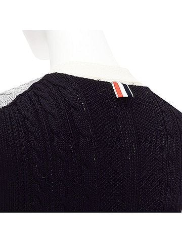 Thom Browne Thom Browne fun mix irish cable merino wool elongated vest (view 2)