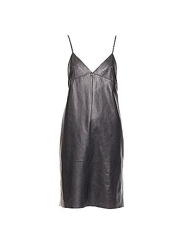 Saint Laurent Saint Laurent lambskin plunge low cut open back slip dress (view 1)