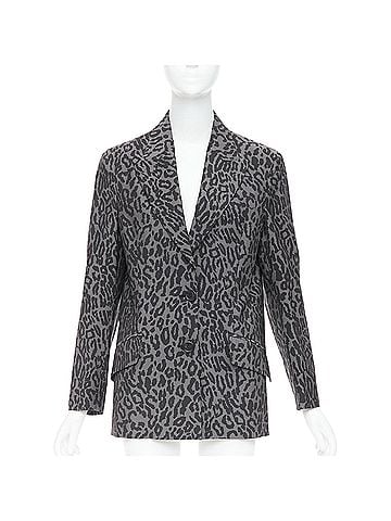 Miu Miu Miu Miu virgin wool mohair leopard logo back blazer jacket (view 1)