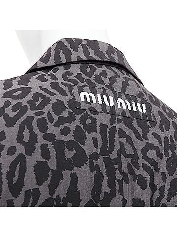 Miu Miu Miu Miu virgin wool mohair leopard logo back blazer jacket (view 2)