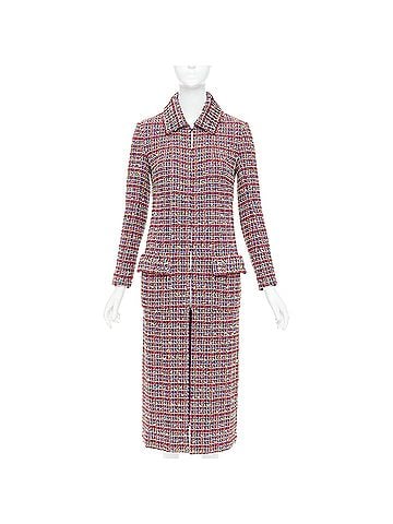 Chanel Chanel Runway wool blend tweed flap pockets long coat (view 1)