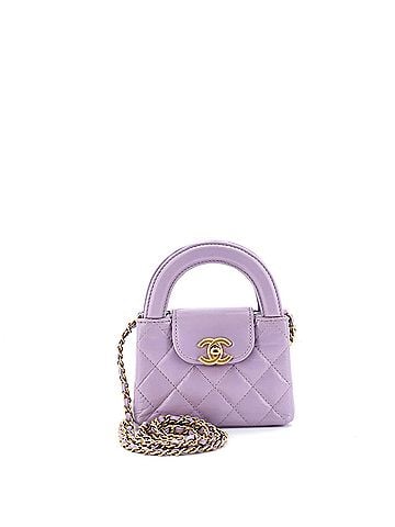Chanel Kelly Top Handle Shopping Bag Quilted Shiny Aged Calfskin Nano (view 1)