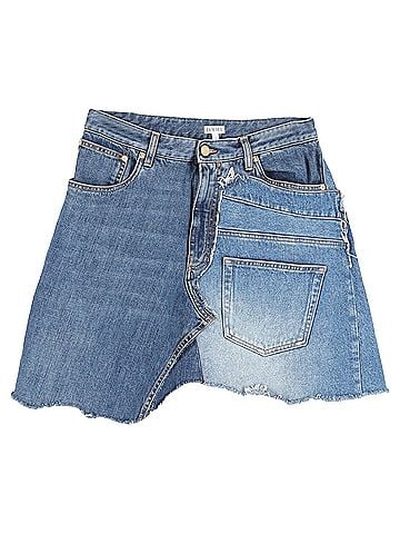 Loewe Loewe Patchwork Denim Skirt in Blue Cotton (view 1)