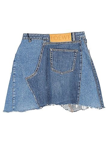 Loewe Loewe Patchwork Denim Skirt in Blue Cotton (view 2)