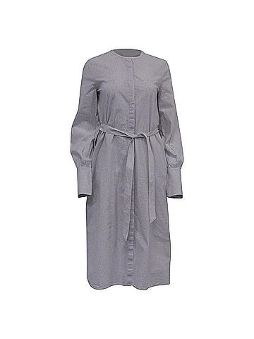 Theory Theory Striped Belted Shirt Dress in Grey Cotton (view 1)
