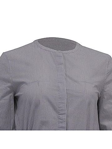 Theory Theory Striped Belted Shirt Dress in Grey Cotton (view 2)