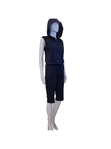 Norma Kamali for Everlast Hooded Cap Sleeve Capri Jumpsuit (view 1)