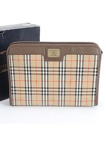 Burberry Burberry Nova Check Leather Second Bag Clutch Pouch Brown Men's (view 1)