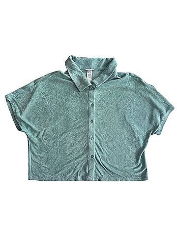 Andie The Cropped Button Up Terrycloth Shirt Short Sleeve Button-Down Shirt (view 1)