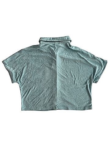 Andie The Cropped Button Up Terrycloth Shirt Short Sleeve Button-Down Shirt (view 2)