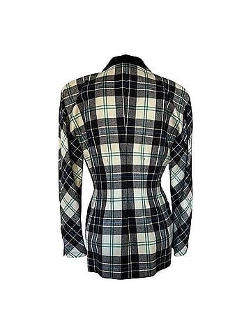Escada by Margaretha Ley Plaid Double Breasted Blazer Jacket Velvet Collar Wool Blazer (view 2)