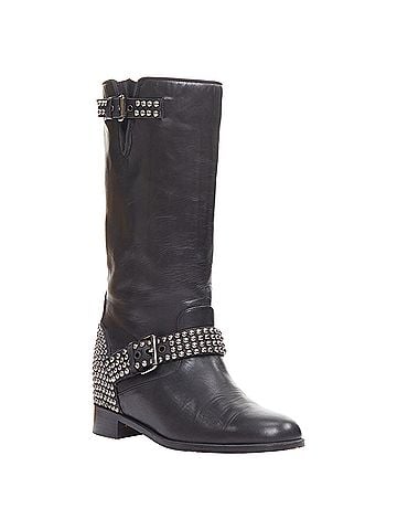 Christian Louboutin Christian Louboutin Bicloubutu black silver studded moto biker wedged boots (view 2)