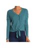 Good Luck Gem Stripes Blue Green Long Sleeve Top Size S - photo 3