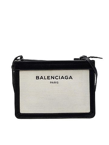 Balenciaga Balenciaga Navy Pochette Shoulder Bag 390641 in White and Black Canvas Leather. Women's. (view 1)