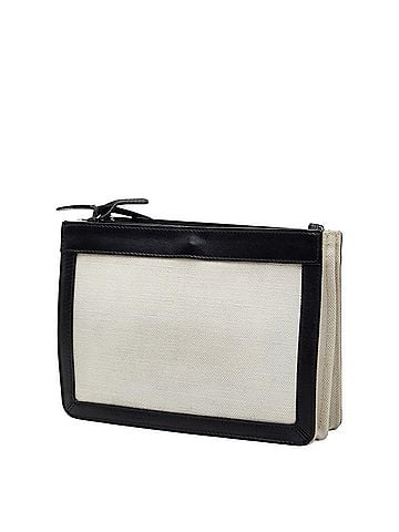 Balenciaga Balenciaga Navy Pochette Shoulder Bag 390641 in White and Black Canvas Leather. Women's. (view 2)