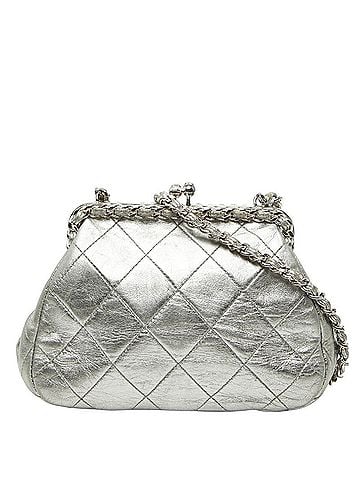 Chanel CHANEL Coco Mark Matelasse Chain Shoulder Bag in Silver Lambskin for Women (view 1)