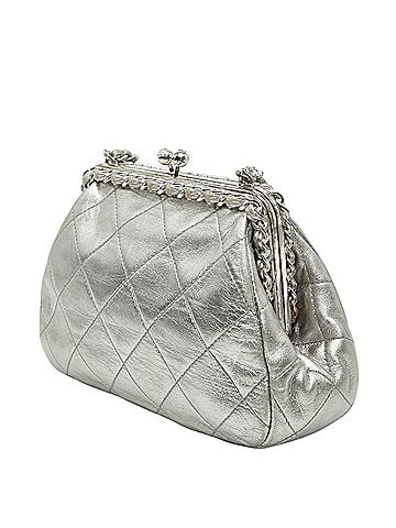 Chanel CHANEL Coco Mark Matelasse Chain Shoulder Bag in Silver Lambskin for Women (view 2)